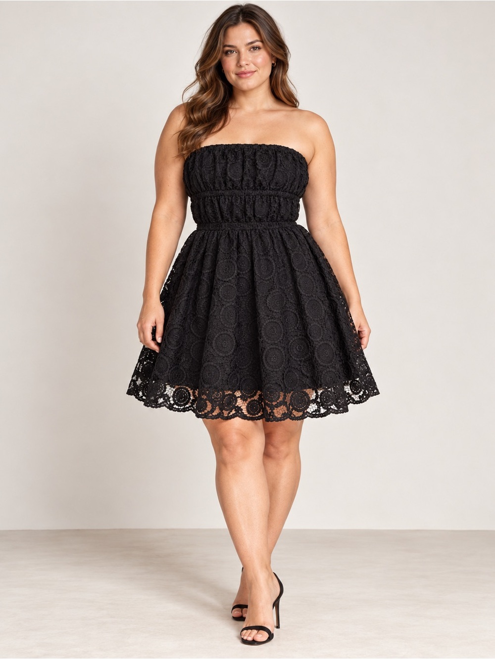 Pearl by Georgina Chapman Marchesa Black Lace Strapless Cocktail Dress Sz 14 NWT